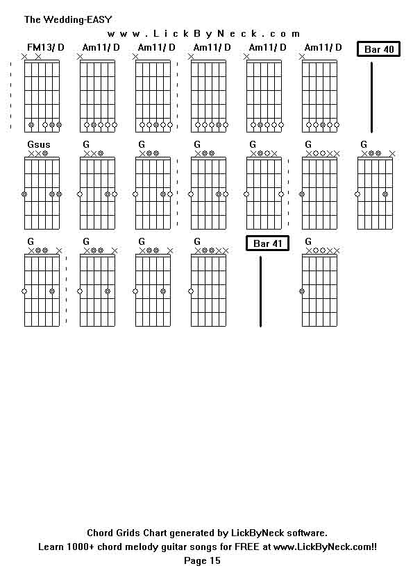 Chord Grids Chart of chord melody fingerstyle guitar song-The Wedding-EASY,generated by LickByNeck software.